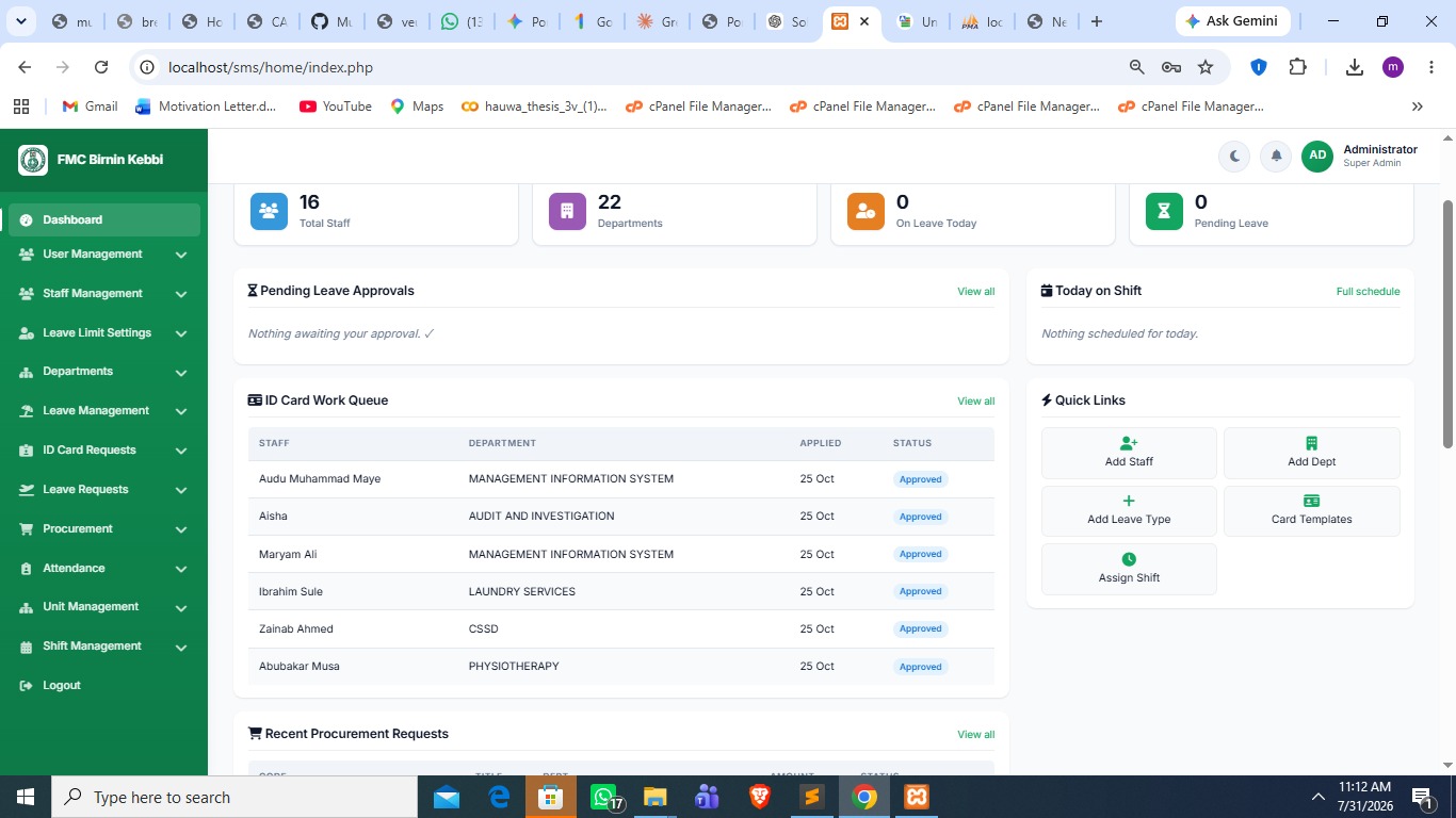 CoreAdmin Staff Management System